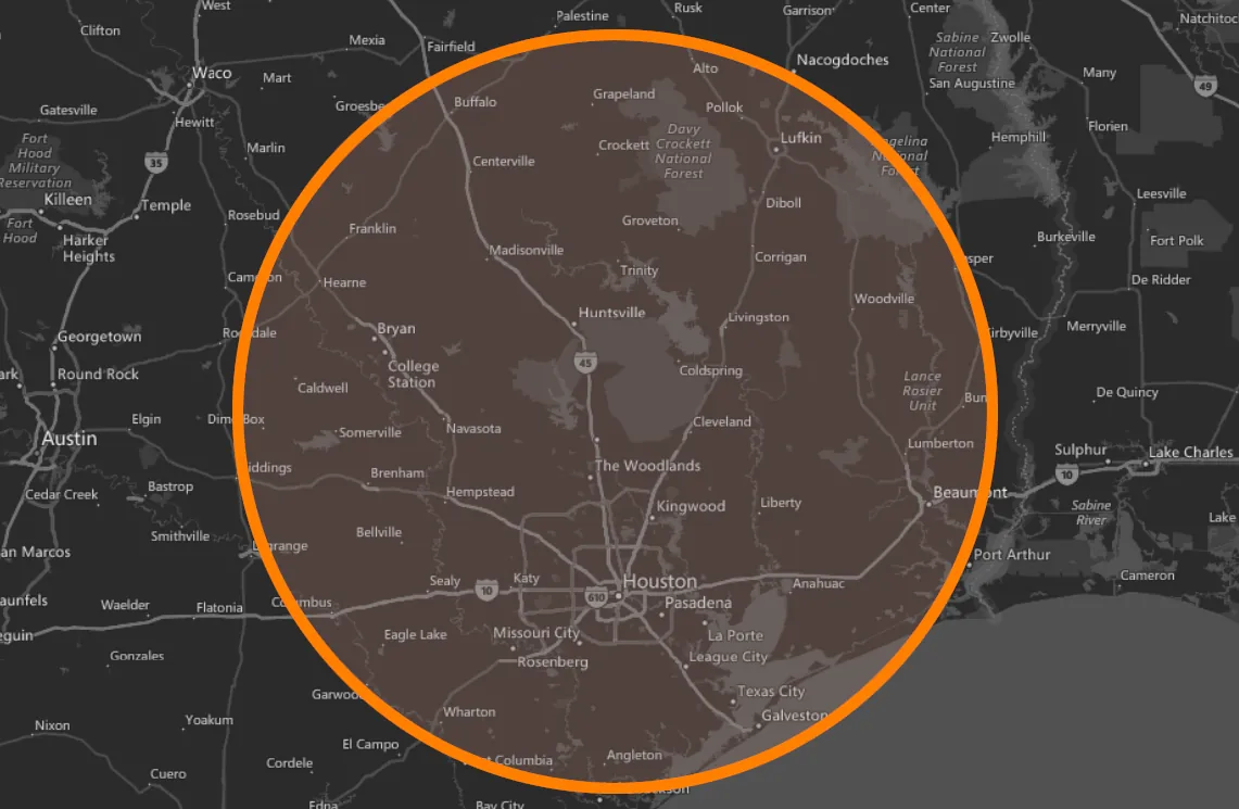 Southeast Texas Service Area Radar Map